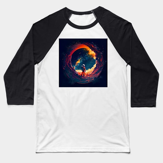 An astronomical black hole with another universe inside Baseball T-Shirt by lightsonfire